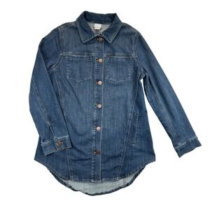 Chicos‎ Shacket Womens 0 XS Blue Denim Elongated Venus Indigo